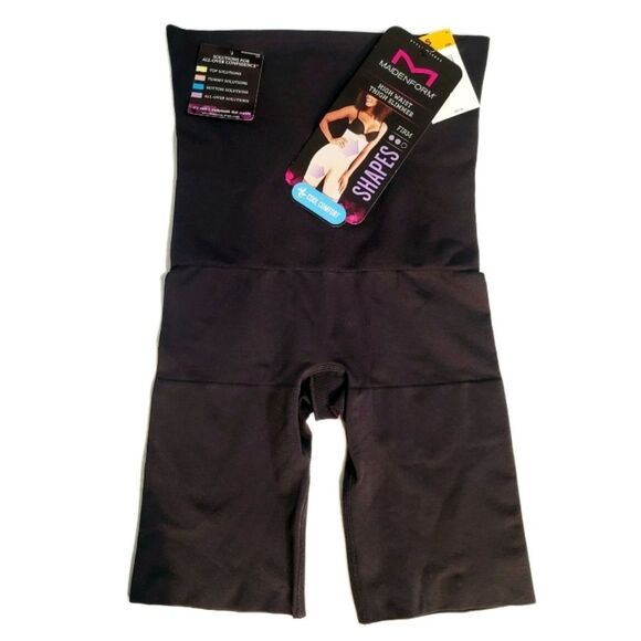 Maidenform Cool Comfort Firm Hi Waist Thigh Slimmer Shapewear 12622 Black NWT - Picture 3 of 16